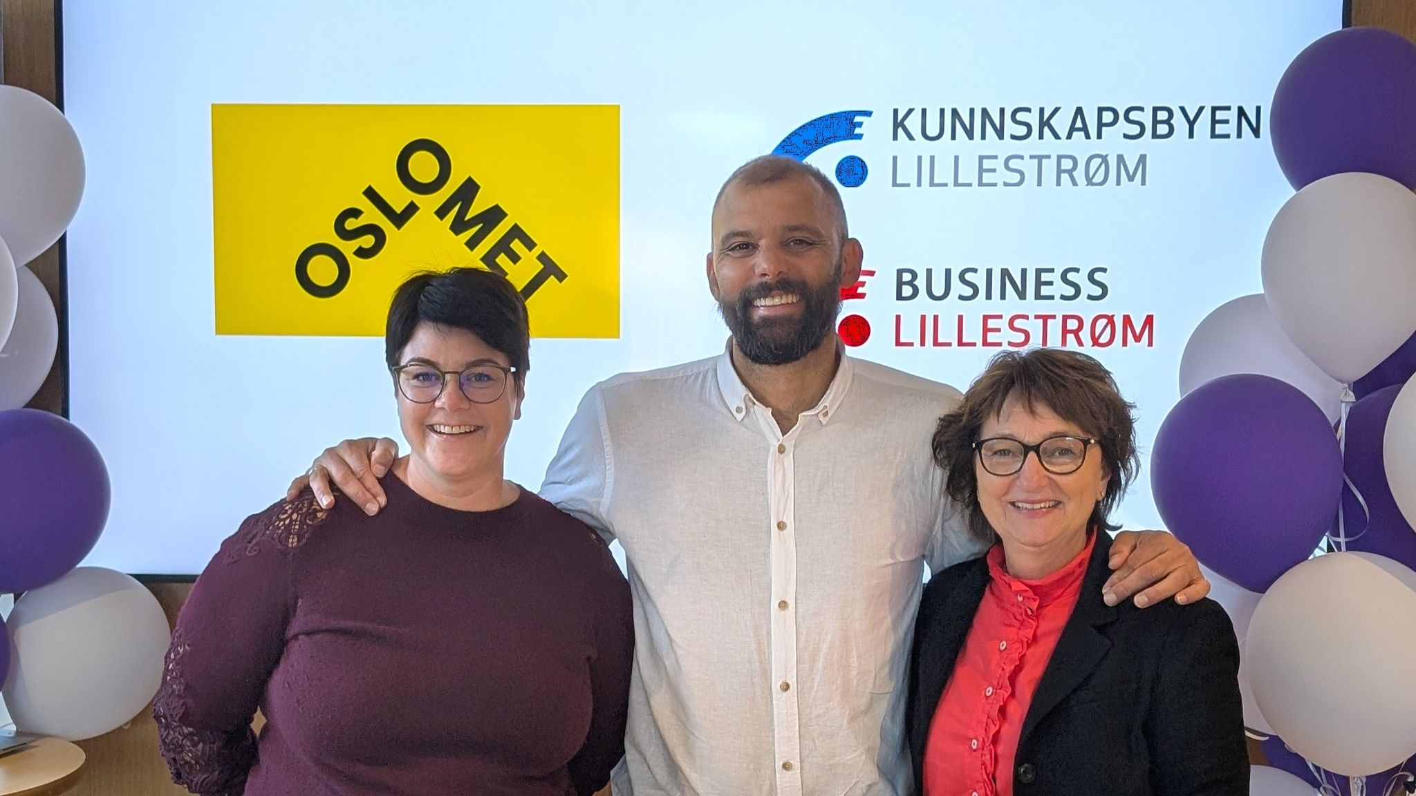 Anette Gangnæs (Business Lillestrøm), Carl Thodesen (OsloMet) og Inger-Lise M. Nøstvik (Kunnskapsbyen)